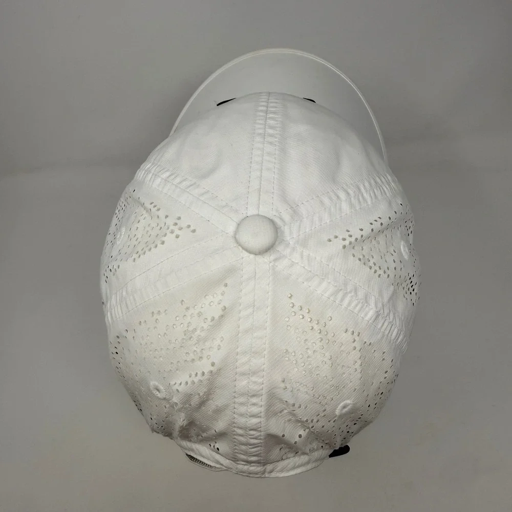 Distressed Nike Golf Hat White Perforated Performance Adjustable Cap Swoosh Logo